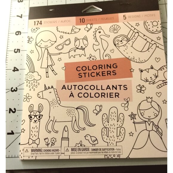 174 Coloring Stickers Party Favor 5 Designs Unicorn Princess Best Friends - Picture 2 of 10